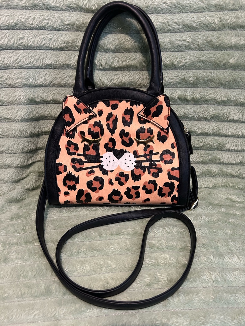 Luv Betsey Pink Leopard Cat Purse Betsey Johnson Satchel Crossbody Kitsch Y2K